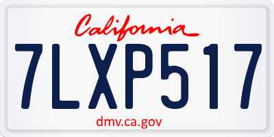 CA license plate 7LXP517