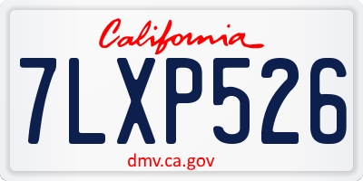 CA license plate 7LXP526