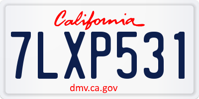 CA license plate 7LXP531