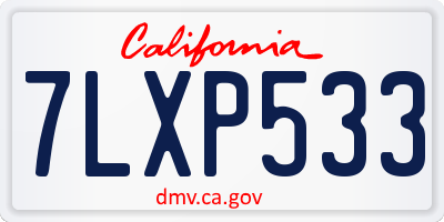 CA license plate 7LXP533