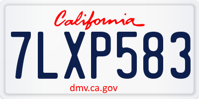 CA license plate 7LXP583