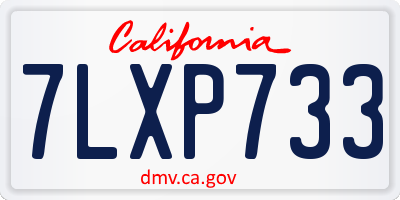 CA license plate 7LXP733