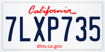 CA license plate 7LXP735