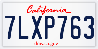 CA license plate 7LXP763