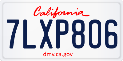 CA license plate 7LXP806