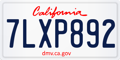 CA license plate 7LXP892