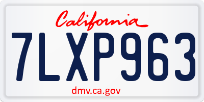 CA license plate 7LXP963