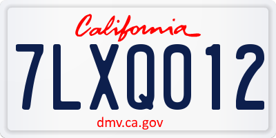 CA license plate 7LXQ012