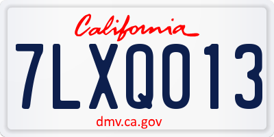 CA license plate 7LXQ013
