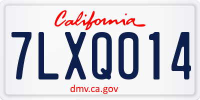 CA license plate 7LXQ014