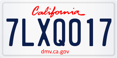 CA license plate 7LXQ017