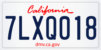 CA license plate 7LXQ018