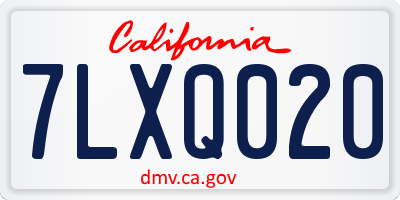 CA license plate 7LXQ020