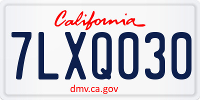 CA license plate 7LXQ030