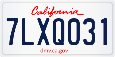CA license plate 7LXQ031