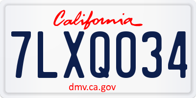 CA license plate 7LXQ034