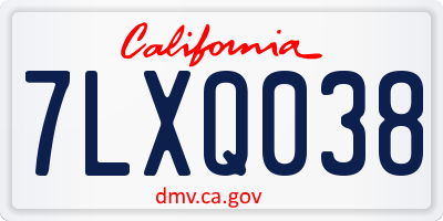CA license plate 7LXQ038