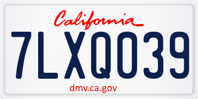CA license plate 7LXQ039