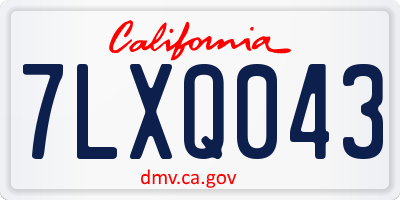 CA license plate 7LXQ043