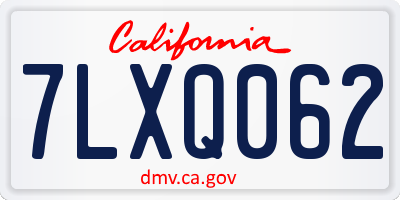 CA license plate 7LXQ062