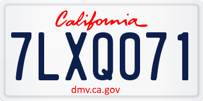 CA license plate 7LXQ071