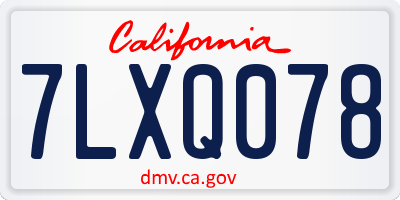 CA license plate 7LXQ078