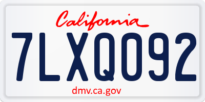 CA license plate 7LXQ092