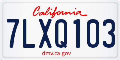 CA license plate 7LXQ103