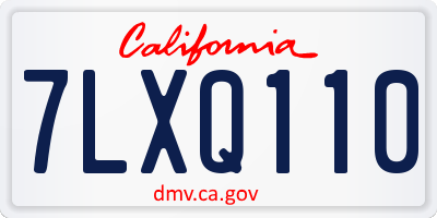 CA license plate 7LXQ110