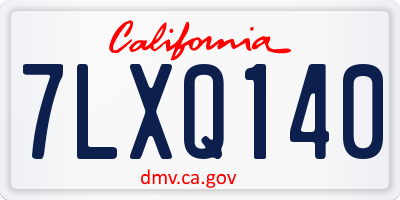 CA license plate 7LXQ140