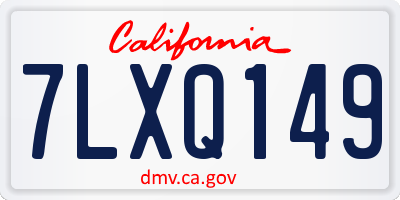 CA license plate 7LXQ149