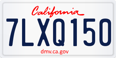 CA license plate 7LXQ150