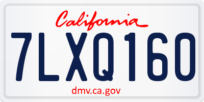 CA license plate 7LXQ160