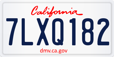 CA license plate 7LXQ182