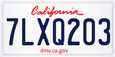 CA license plate 7LXQ203