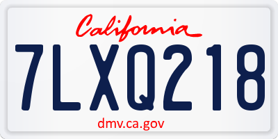 CA license plate 7LXQ218