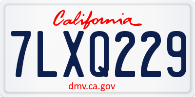 CA license plate 7LXQ229