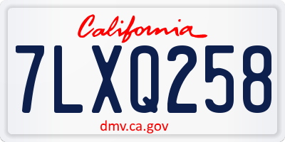 CA license plate 7LXQ258