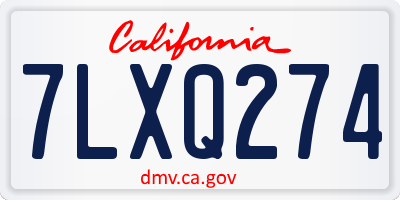 CA license plate 7LXQ274