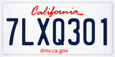 CA license plate 7LXQ301