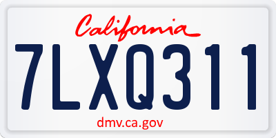 CA license plate 7LXQ311