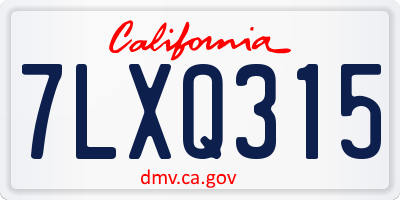 CA license plate 7LXQ315
