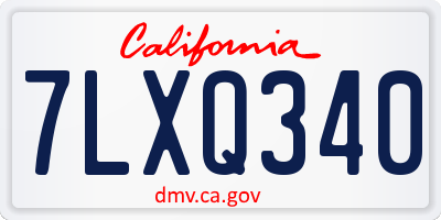 CA license plate 7LXQ340