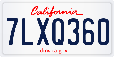 CA license plate 7LXQ360