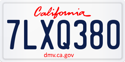 CA license plate 7LXQ380