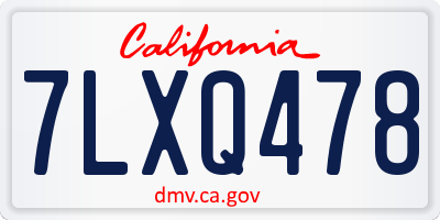 CA license plate 7LXQ478