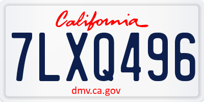 CA license plate 7LXQ496