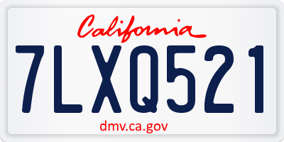 CA license plate 7LXQ521