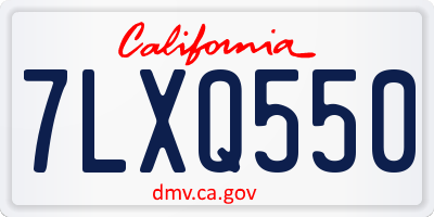 CA license plate 7LXQ550