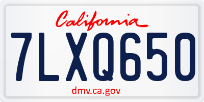 CA license plate 7LXQ650